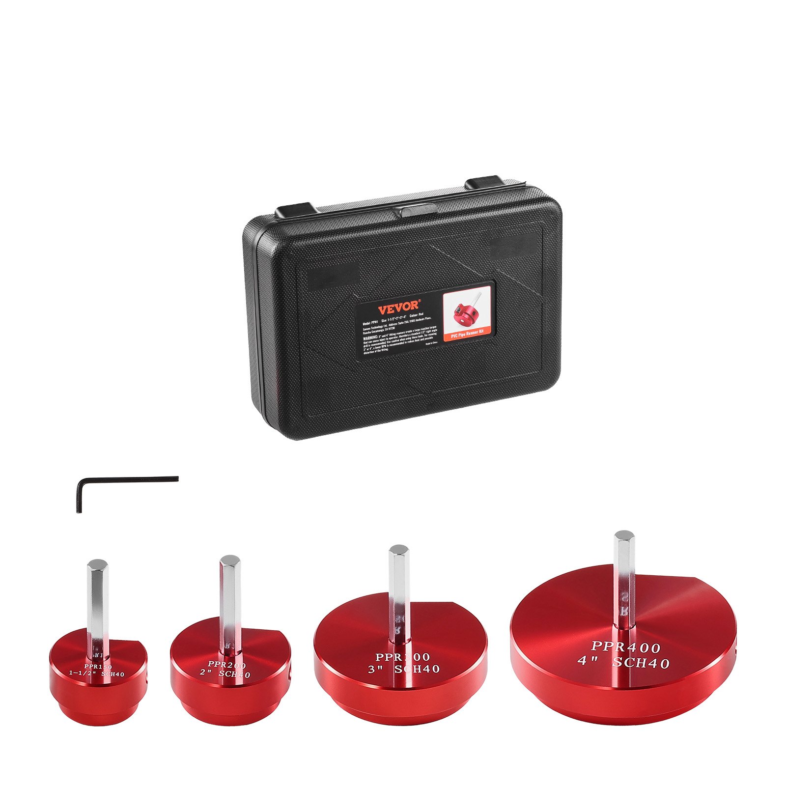 Reamer Box VEVOR Reamer for PVC Pipe - 4-Piece SCH 40 Set, 1.5