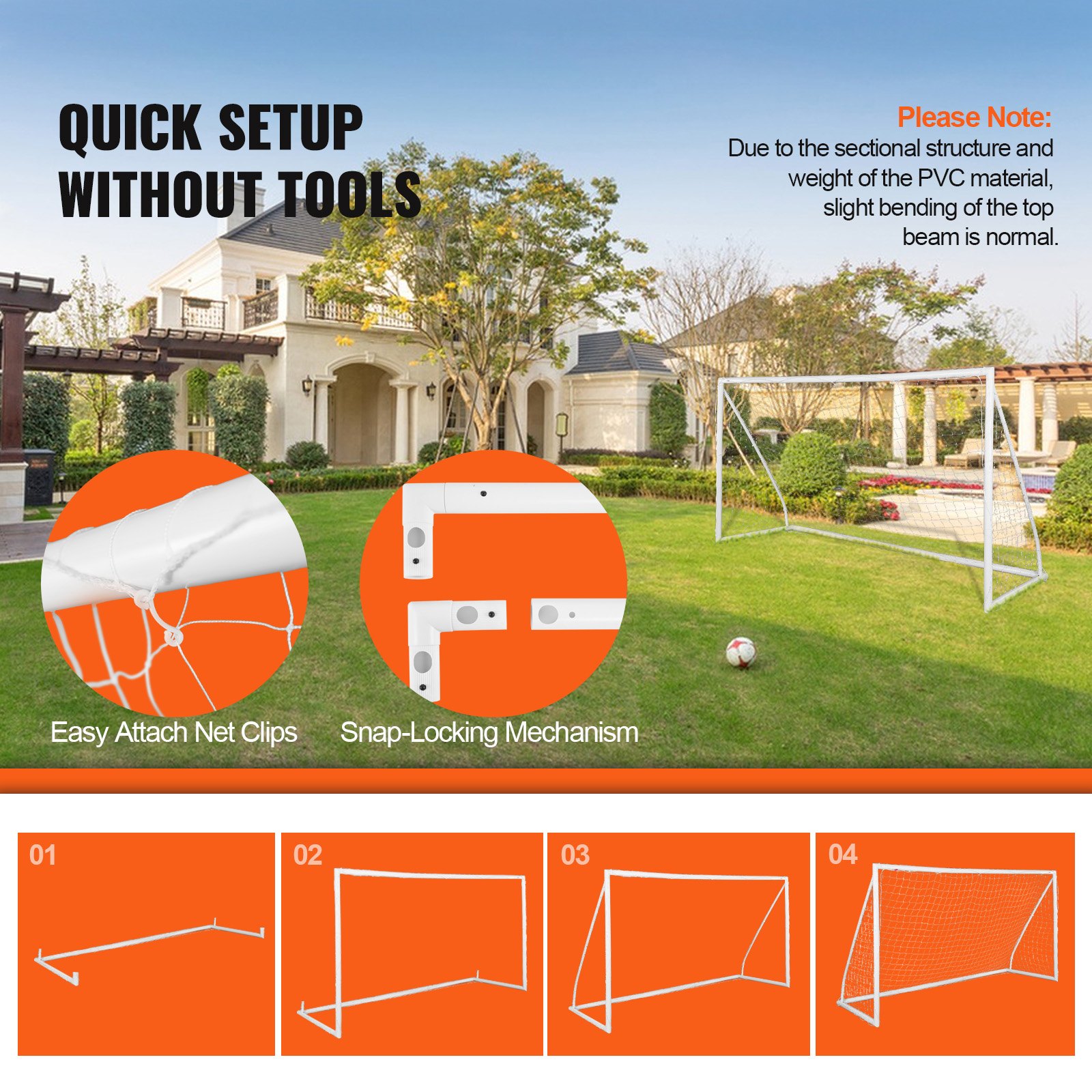 VEVOR Portable Soccer Goal 12x6 Ft Soccer Net Adults Kids Backyard vevor-portable-soccer-goal-12x6-ft-soccer-net-adults-kids-backyard