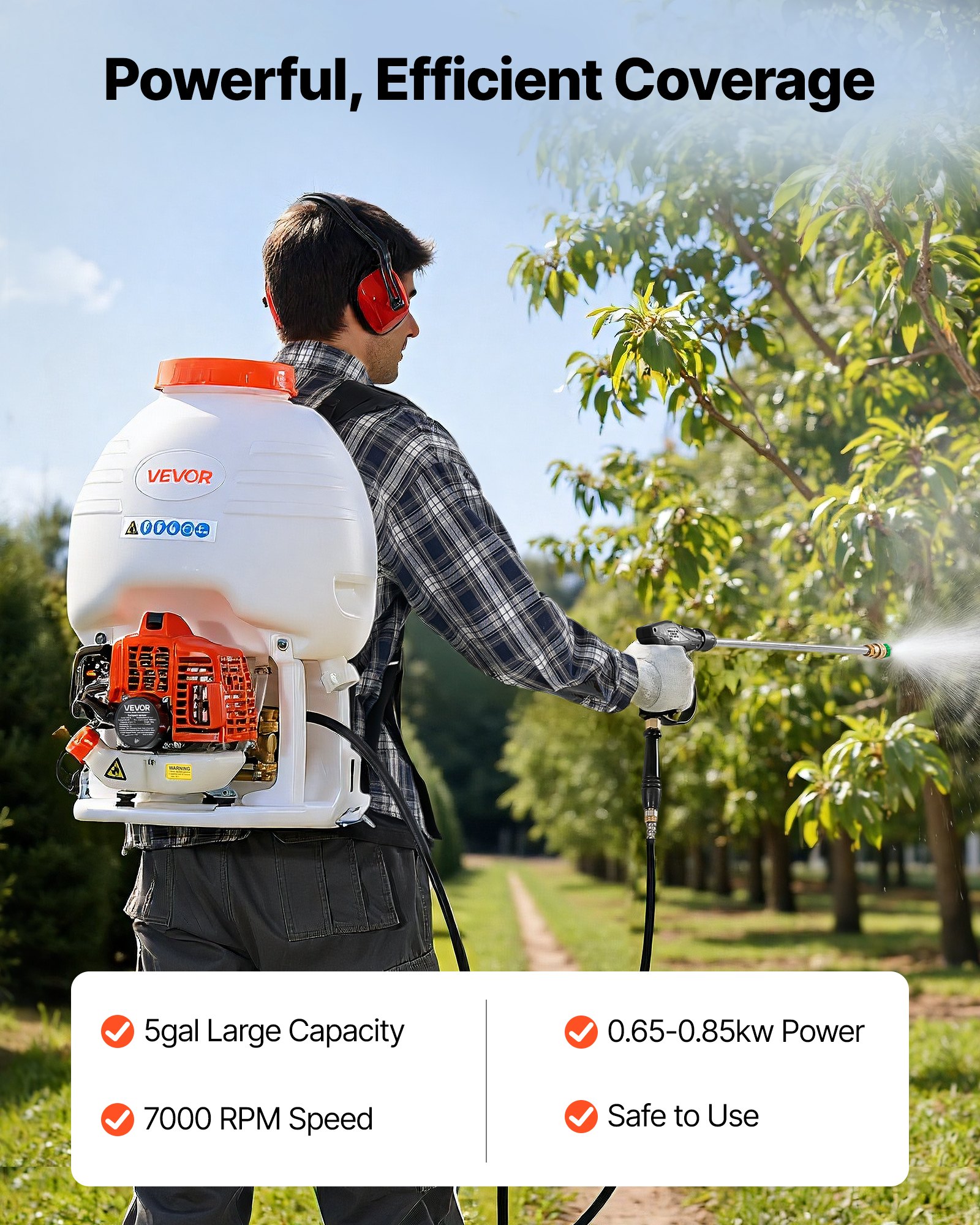 VEVOR Gas Powered Backpack Sprayer, 26.5CC 0.9HP Engine, Garden Sprayer ...