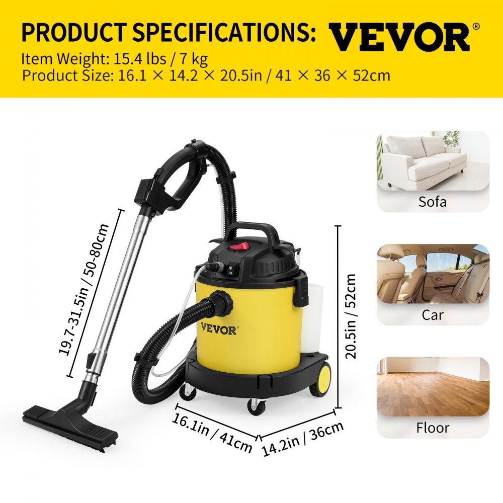 VEVOR Wet Dry Vac, 5.3 Gallon, 1.6 Peak HP Shop Vacuum, 4in1 Wet/Dry