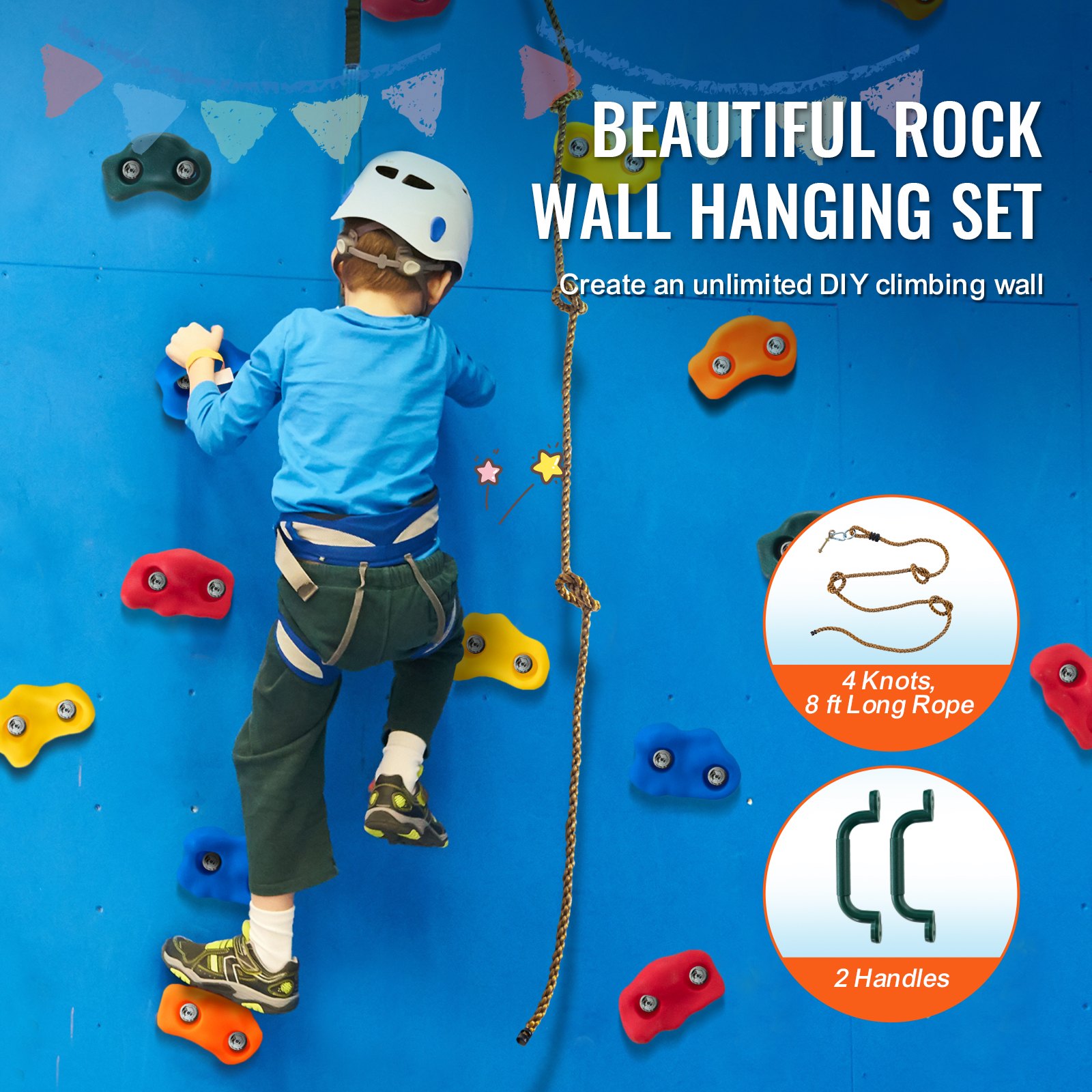 VEVOR 25 Rock Climbing Holds, Multi-Size and Colored Climbing Rocks for ...