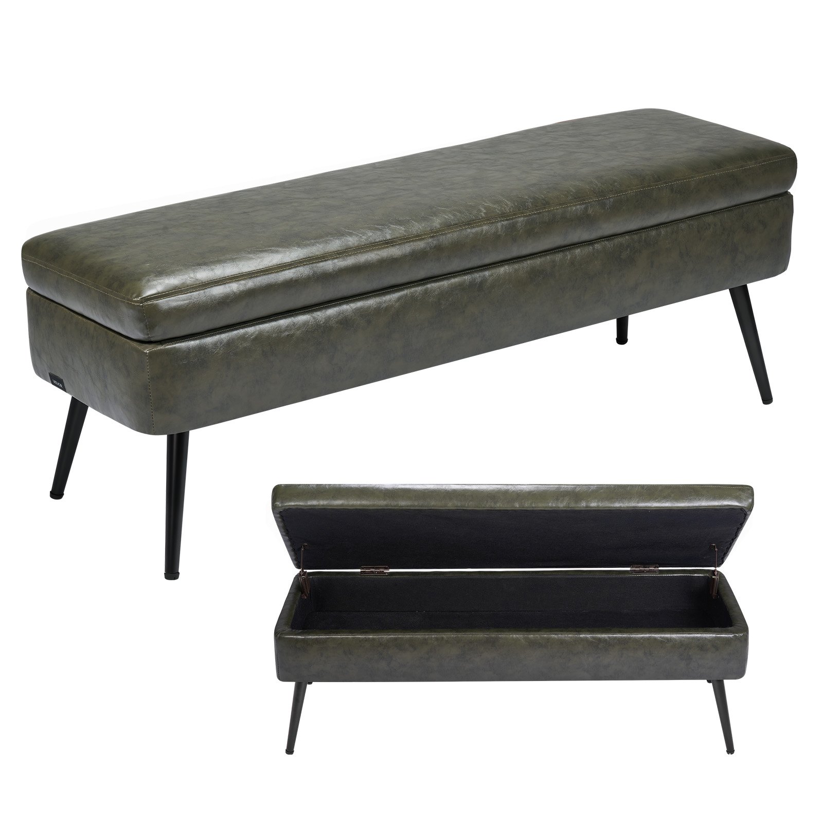 Sagging Bench VEVOR Leather Storage Ottoman Bench – 660LBS Load, 2
