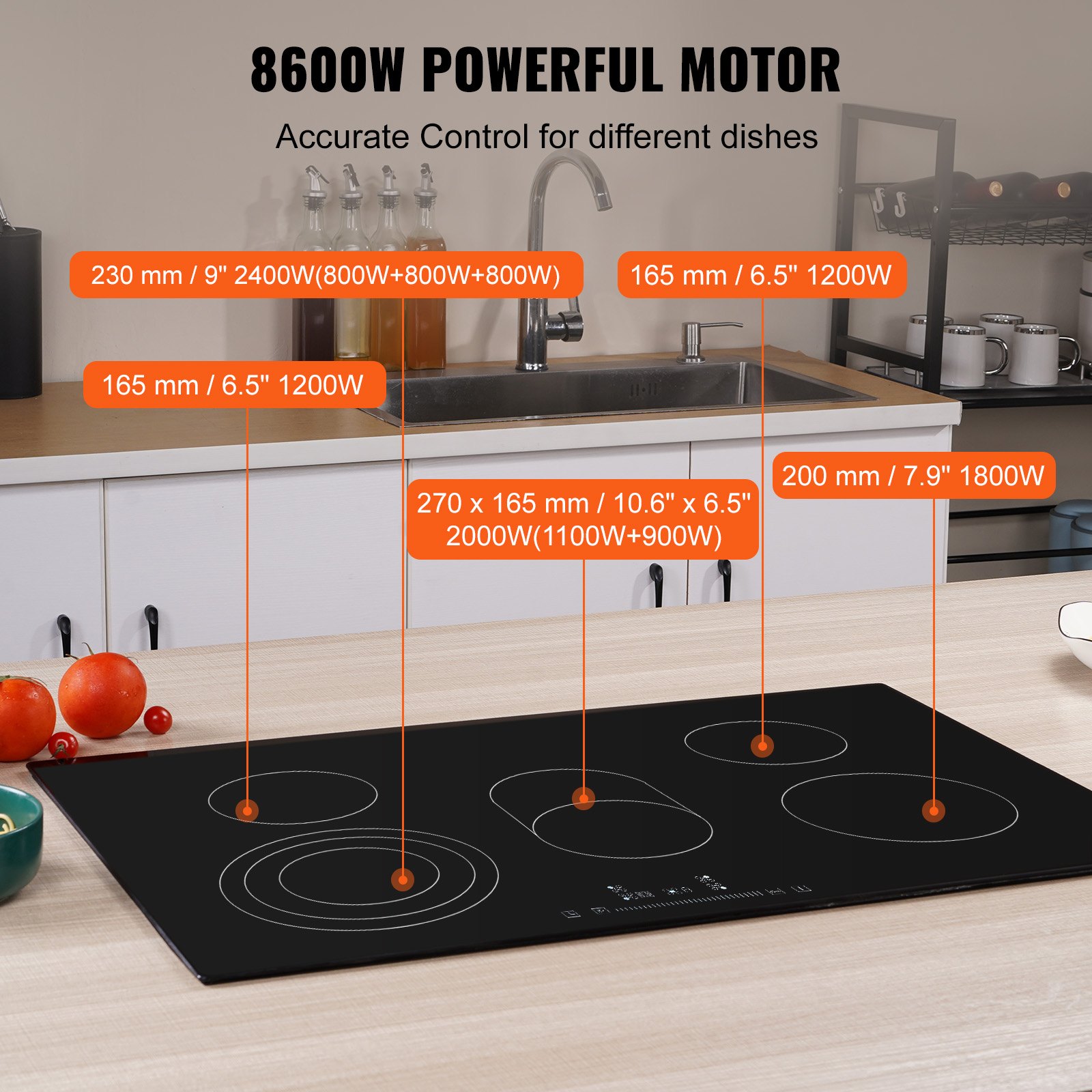 Vevor Built In Electric Stove Top 30 3 X 20 5 Inch 5 Burners 240v