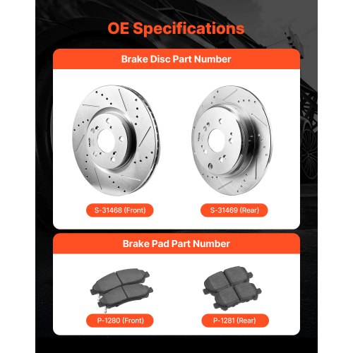 VEVOR Front and Rear Brakes and Rotors Kit – 13 in Ceramic