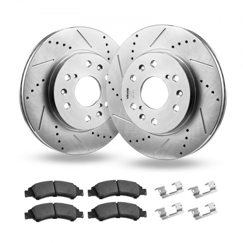 VEVOR Cadillac Brakes Front Kit – 2 Rotors, 4 Pads, 4 Clips