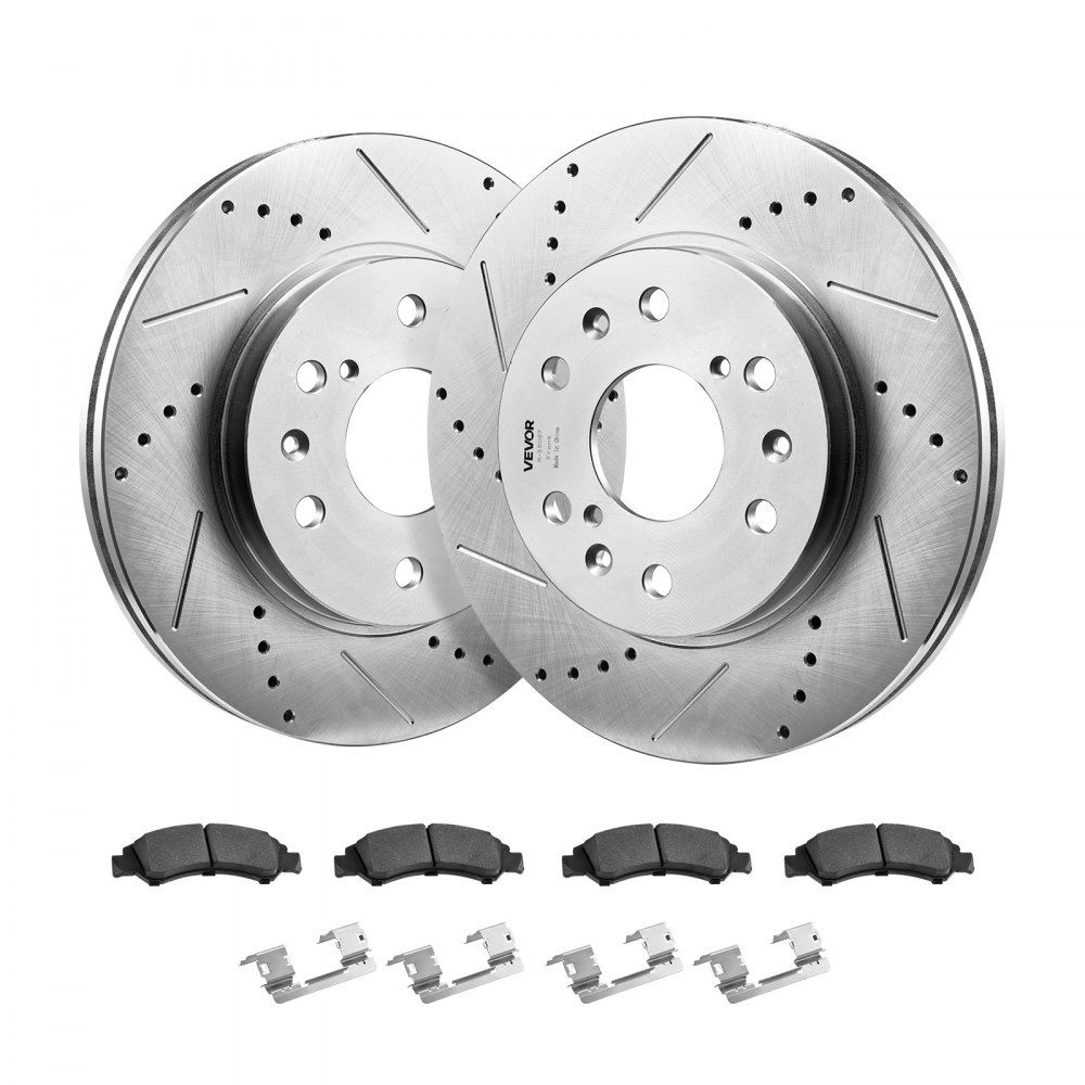 Brake Rotor Factory Clips VEVOR Cadillac Brakes Front Kit – 2 Rotors, 4 Pads, 4 Clips