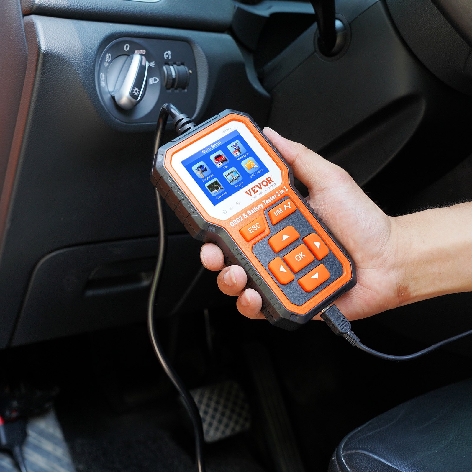 VEVOR OBD2 Scanner Battery Tester 6V/12V - Upgrade 2 IN1 OBD Scanner ...