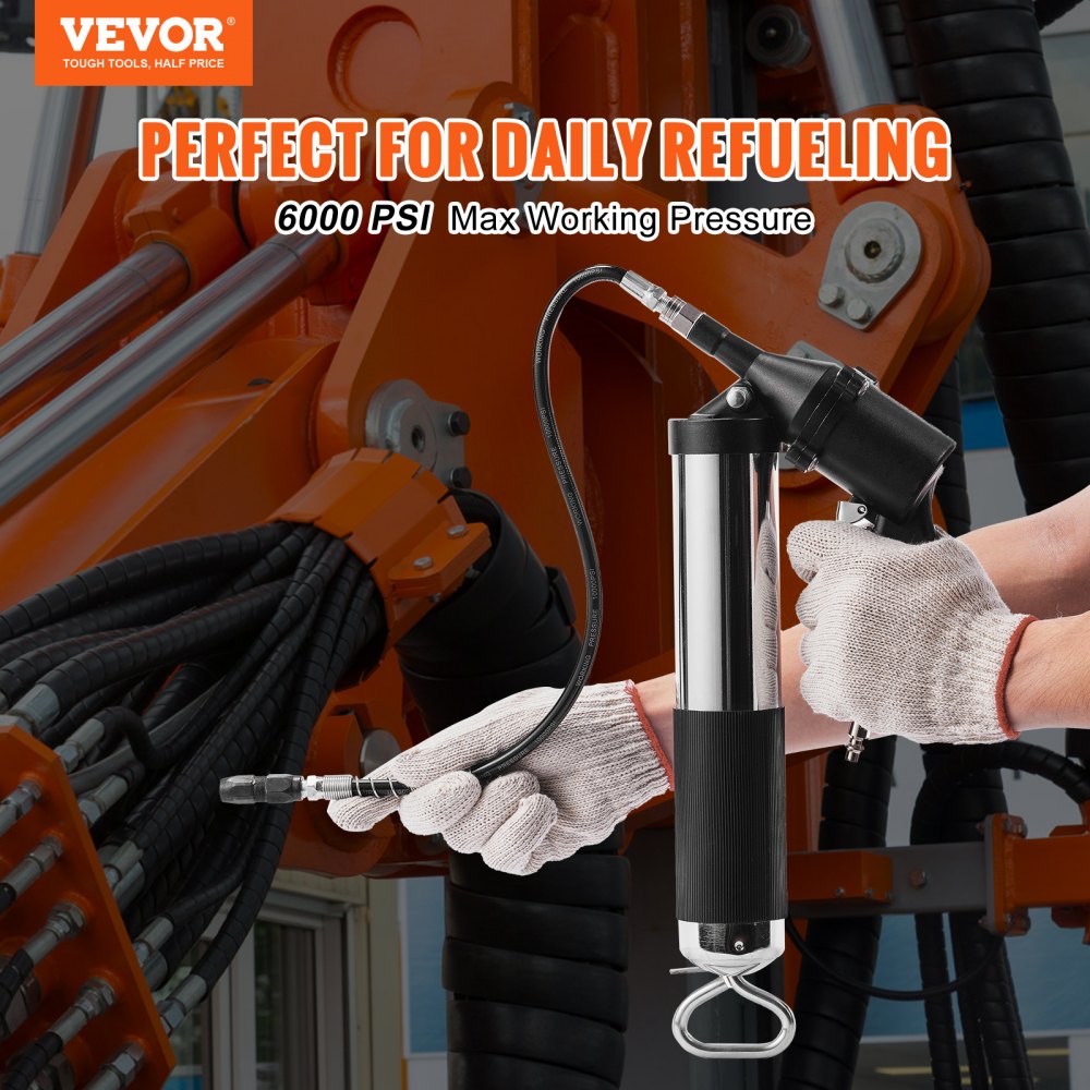 Vevor Air Operated Grease Gun 6000psi 14 Oz400 Cc Capacity Heavy Duty Pneumatic Grease Gun 7657