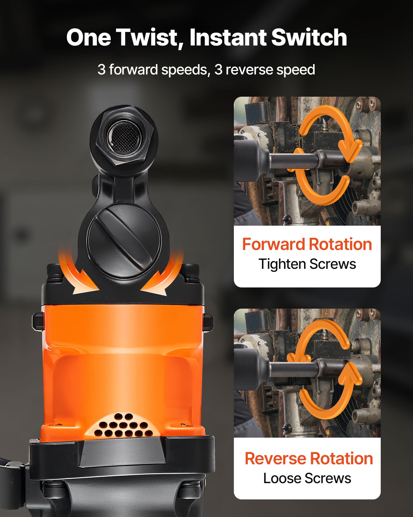 VEVOR 1-Inch Air Impact Wrench, Up to 2400N.m Nut-Busting Torque ...