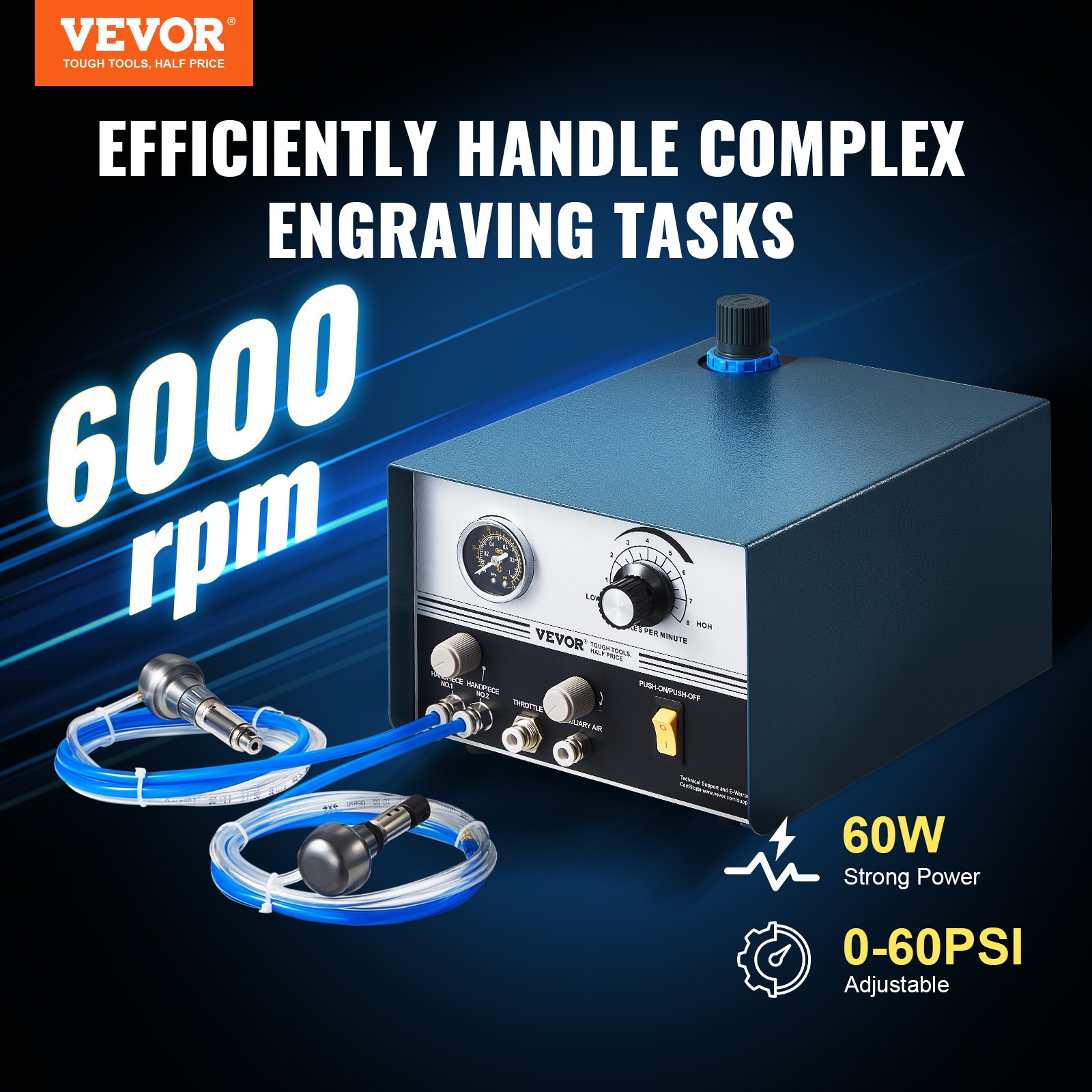 VEVOR Pneumatic Impact Engraving Machine – 60W, 6000 RPM