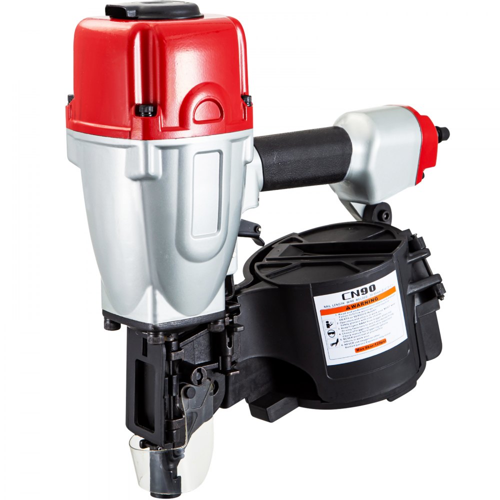 VEVOR CN90 Coil Nailer 50-90mm 15 Deg. Pneumatic Roofing Siding Nailer ...