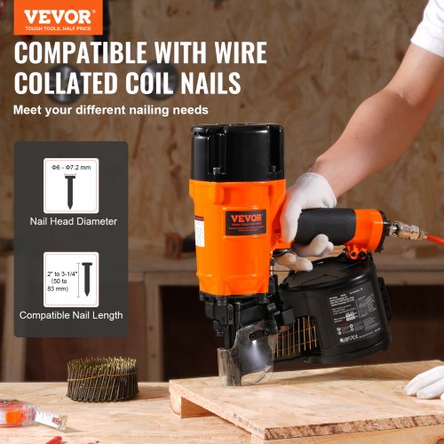 VEVOR Siding Coil Nail Gun – 15° Pneumatic Nailer CN83N