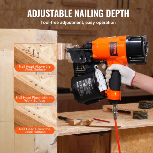VEVOR Siding Coil Nail Gun – 15° Pneumatic Nailer CN83N