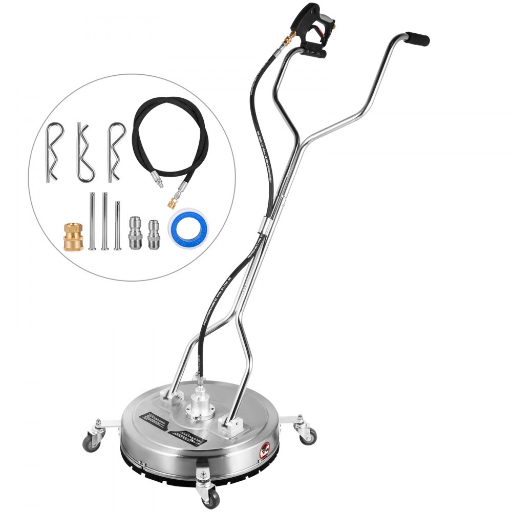 VEVOR Surface Cleaner 18 inch Flat Surface Cleaner for Pressure Washer 4000psi Pressure with 3 8 Quick Connector Surface Cleaner W Casters 10.5GPM
