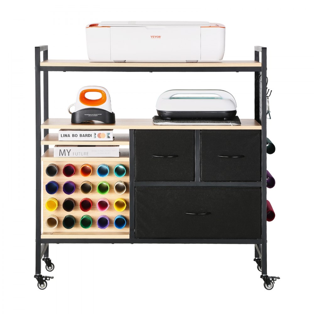 VEVOR Rolling Craft Cart and Storage Table, Compatible with Cricut ...