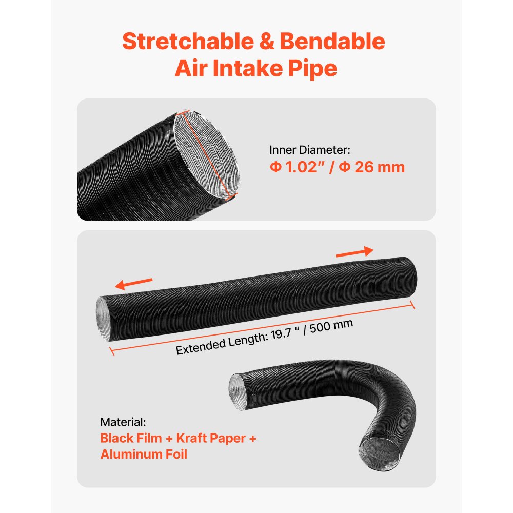 Webasto Auxiliary Heater Intake Hose – Flexible Fresh Air Pipe (1322421A / 1323271A)