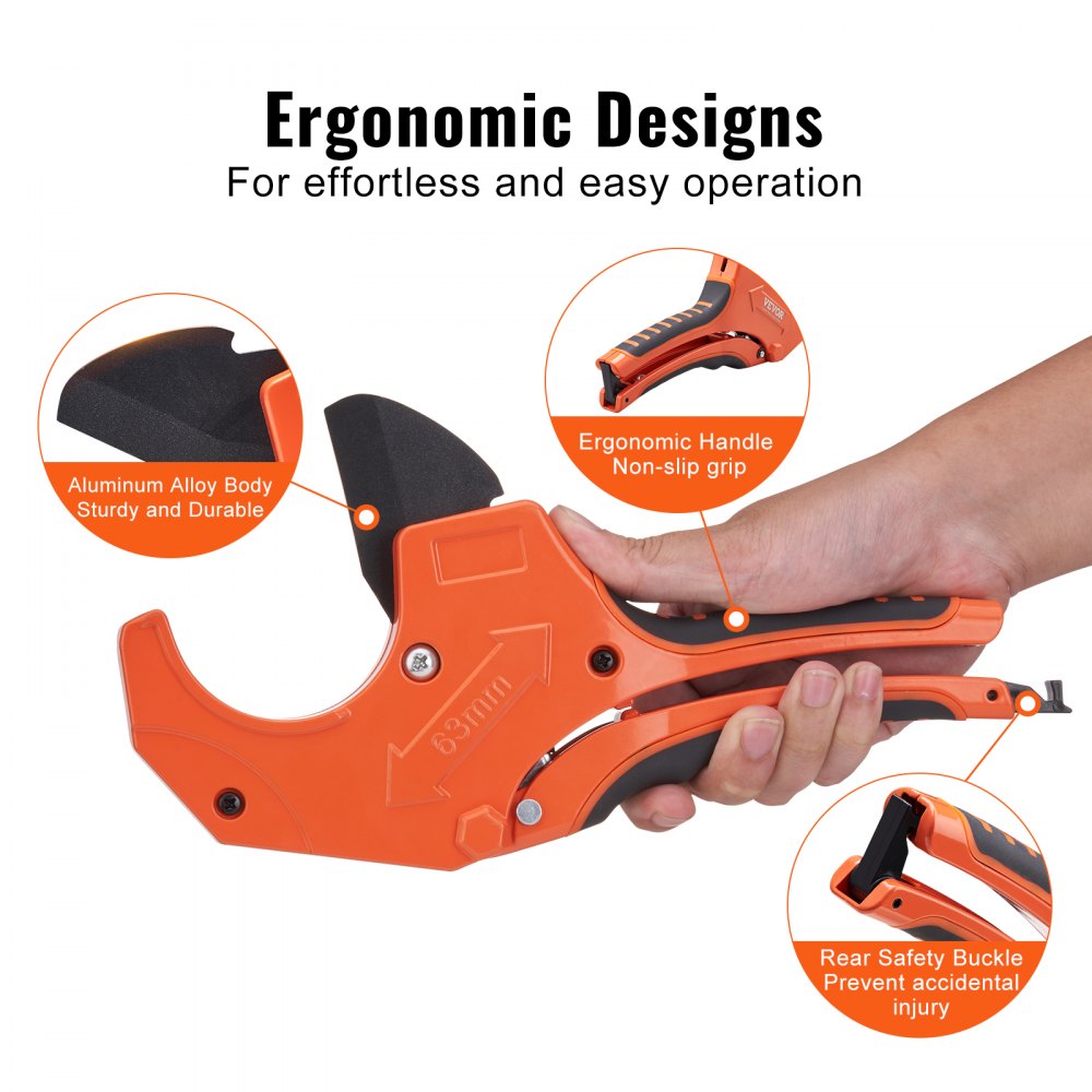 VEVOR PVC Pipe Cutter, 021/2" O.D. Ratcheting PVC Pipe Cutter, Heavy