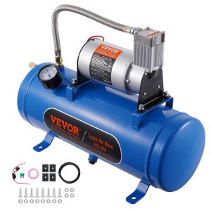 VEVOR 12V Air Compressor with Tank 1.6 Gallon/6 L, Train Horn Air ...