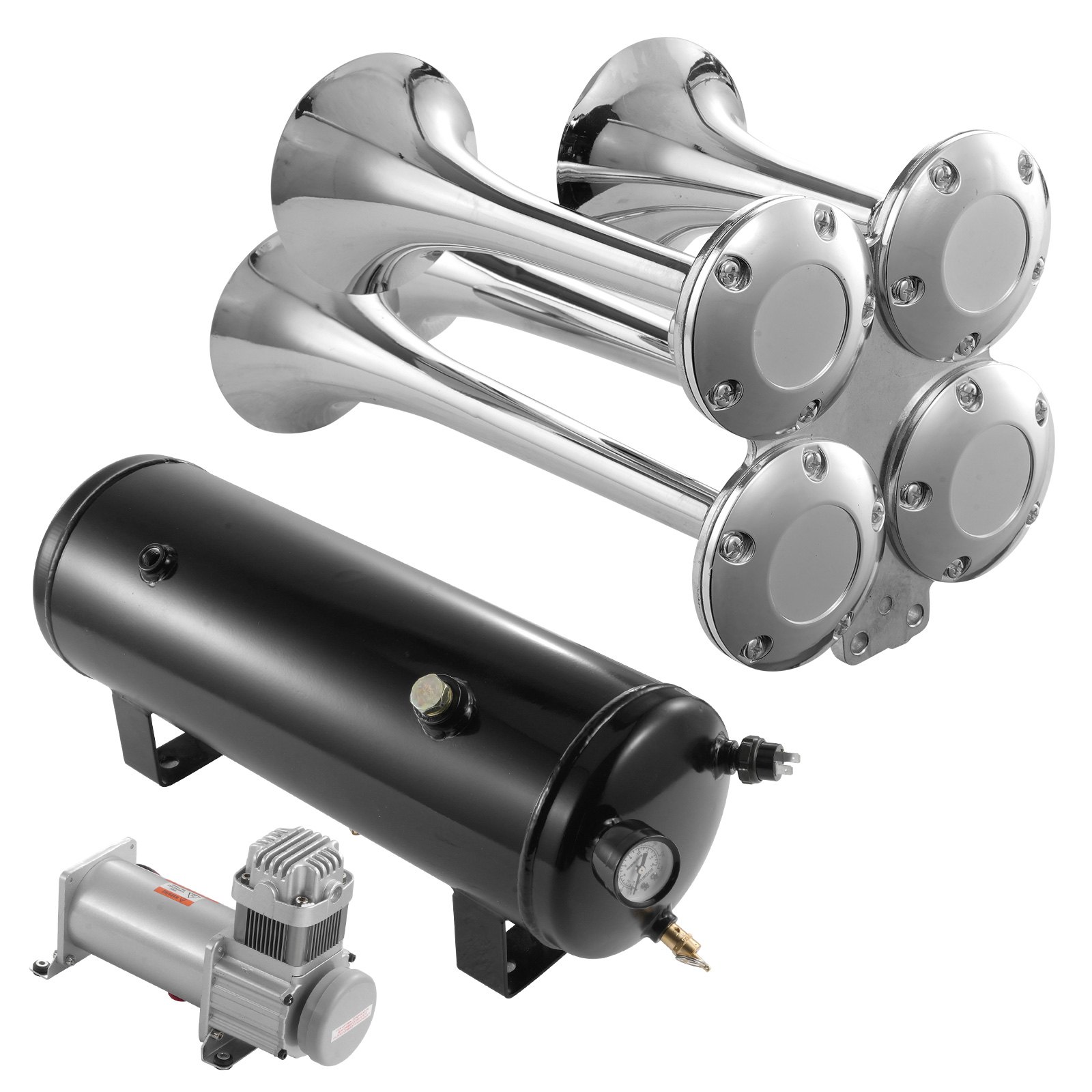 VEVOR Train Horns Kit, 4 Trumpet Air Horn Kit, 150dB Train Horns for ...