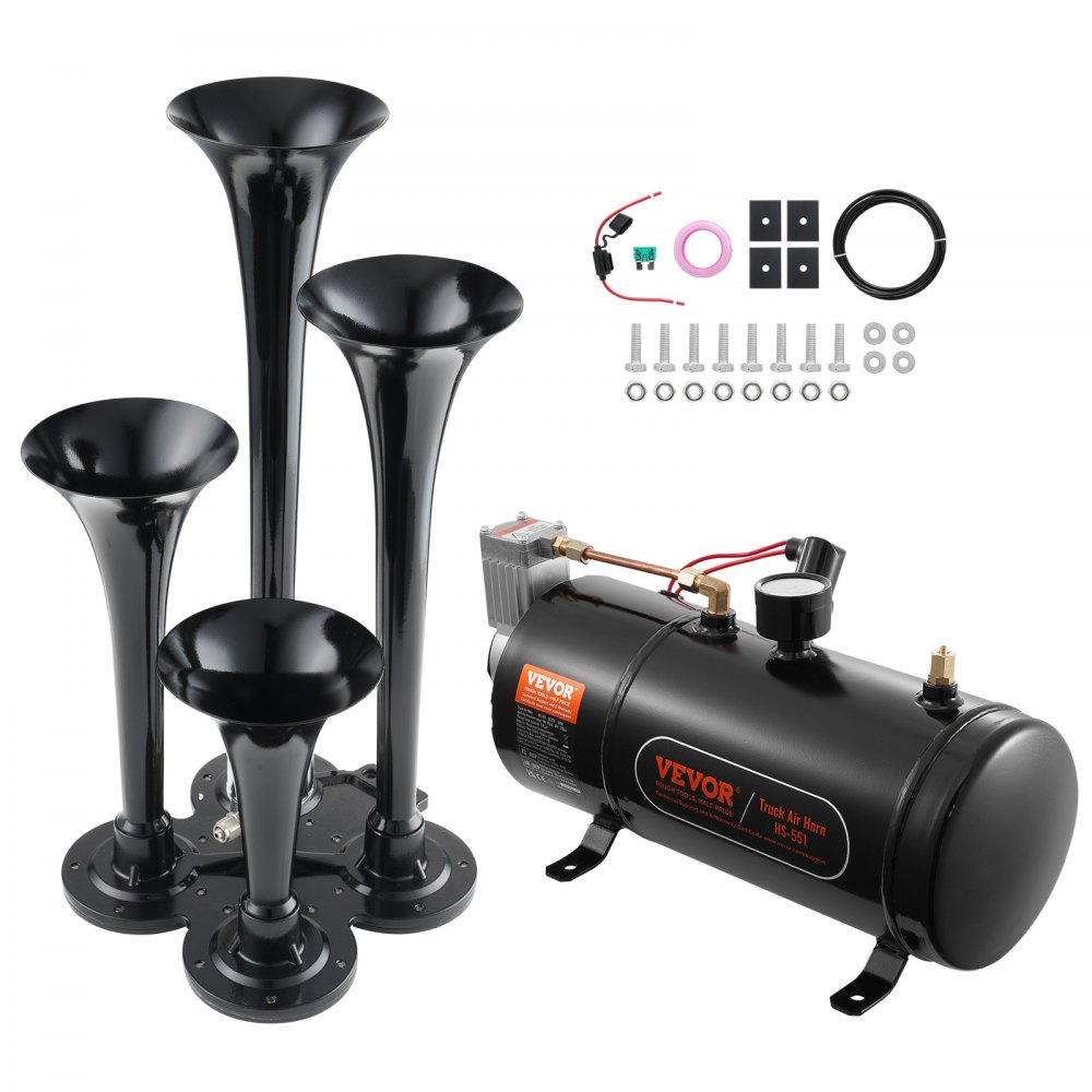 VEVOR Train Horns Kit, 4 Trumpet Air Horn Kit, 150dB Train Horns for ...