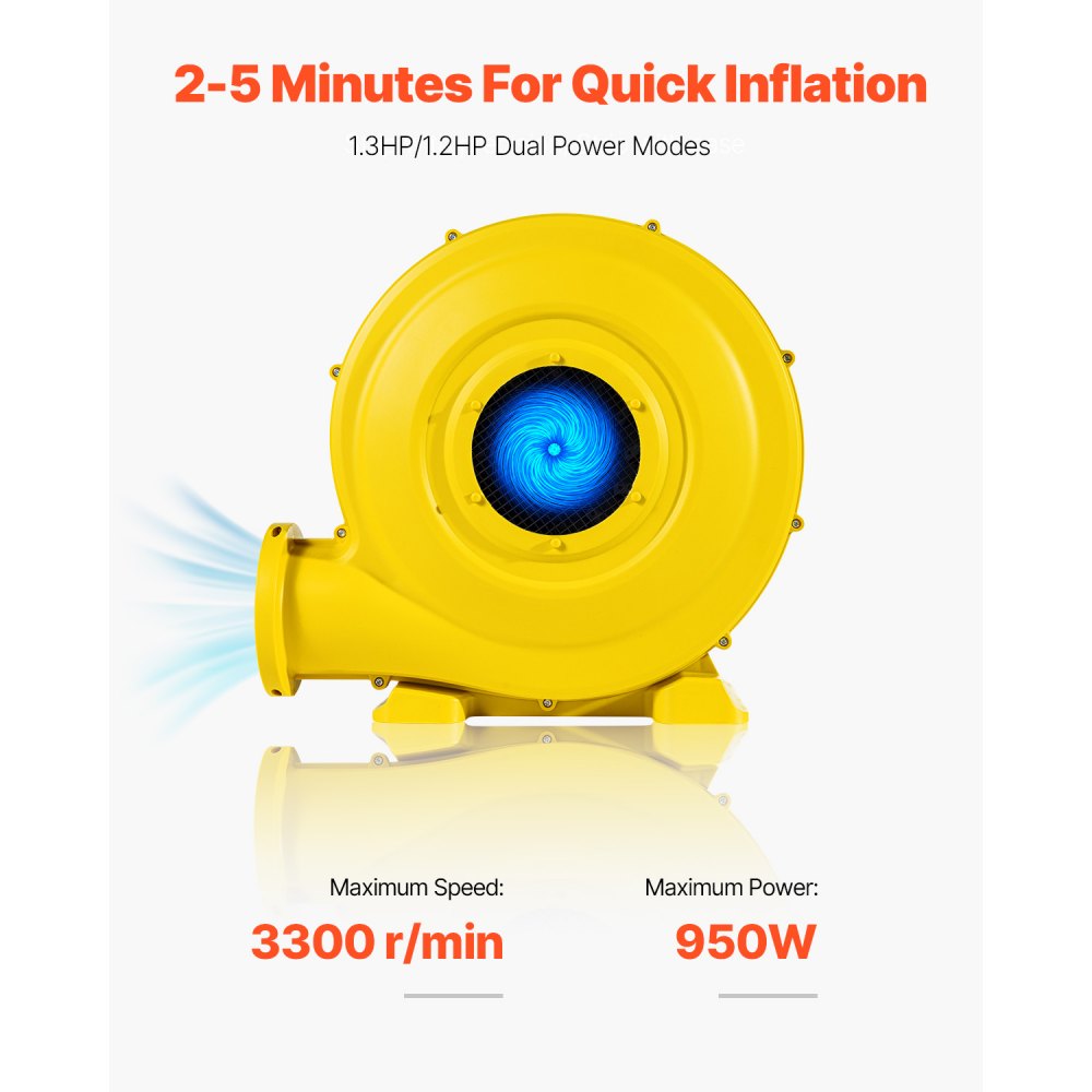 VEVOR Inflatable Blower, 870W&950W, 1.3 HP Bounce House Blower, Pump ...