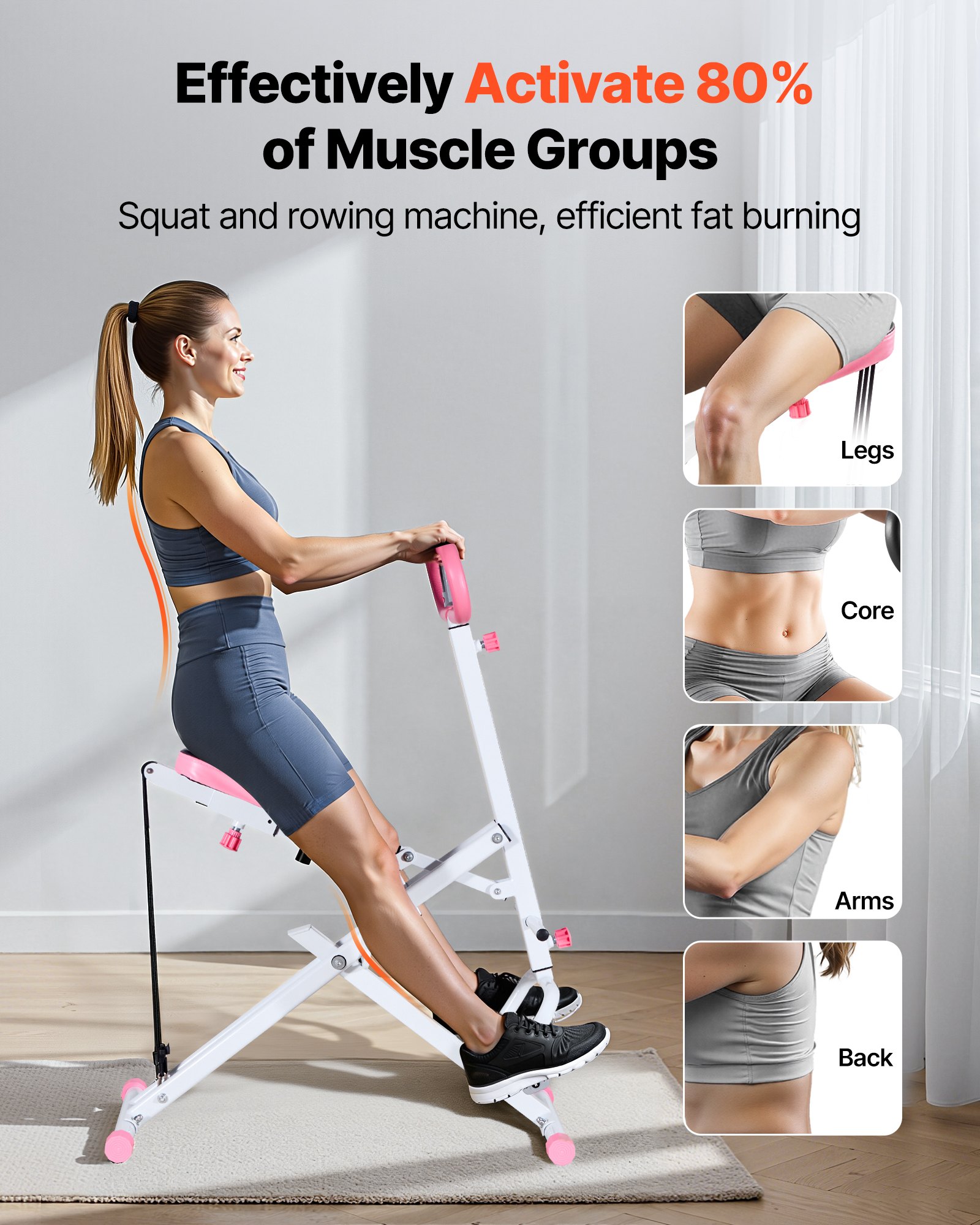 VEVOR Row and Ride Squat Machine – Q235 steel, 300 LBS