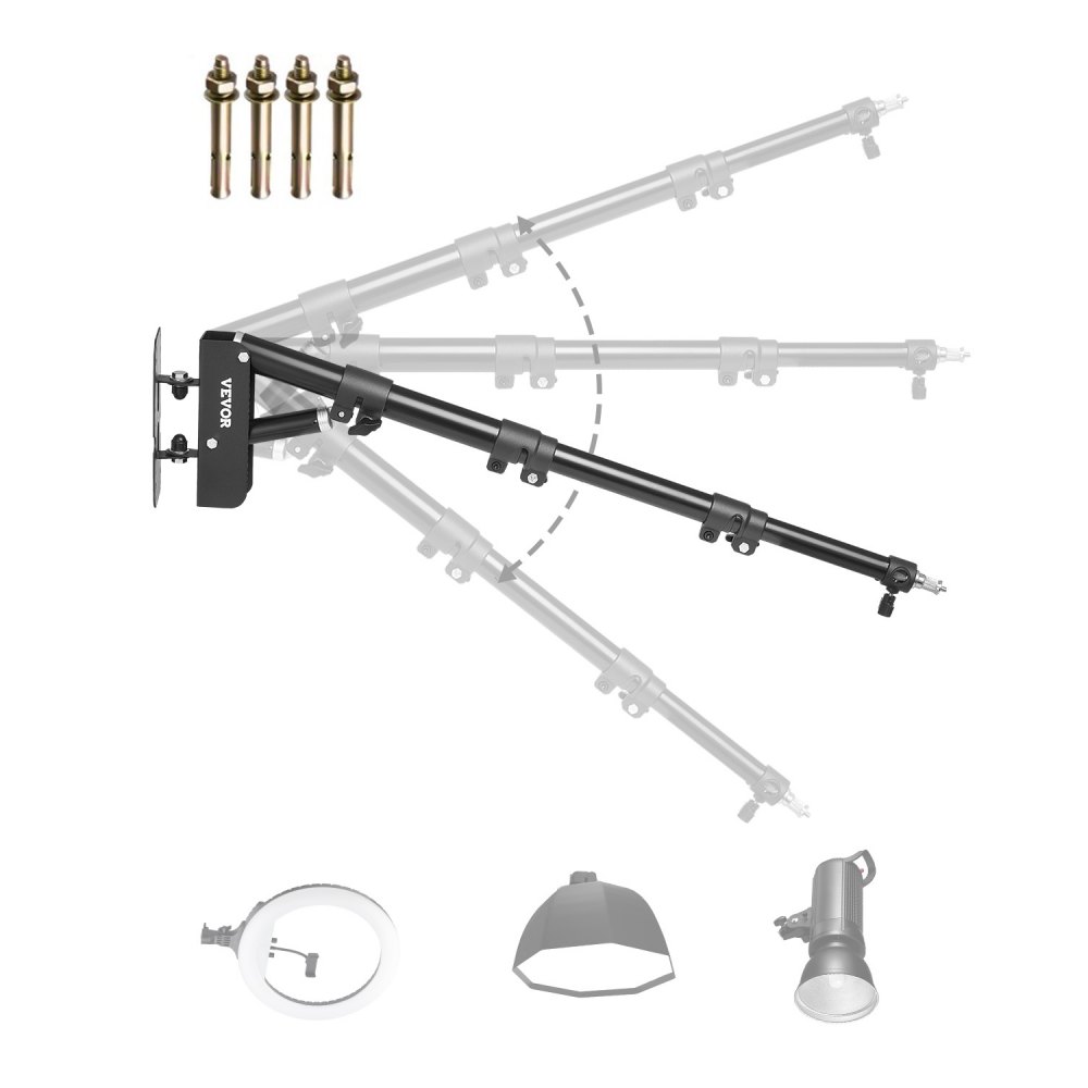 Ring Light Wall Mount With Extended 45.7" Boom Arm - 3.8ft