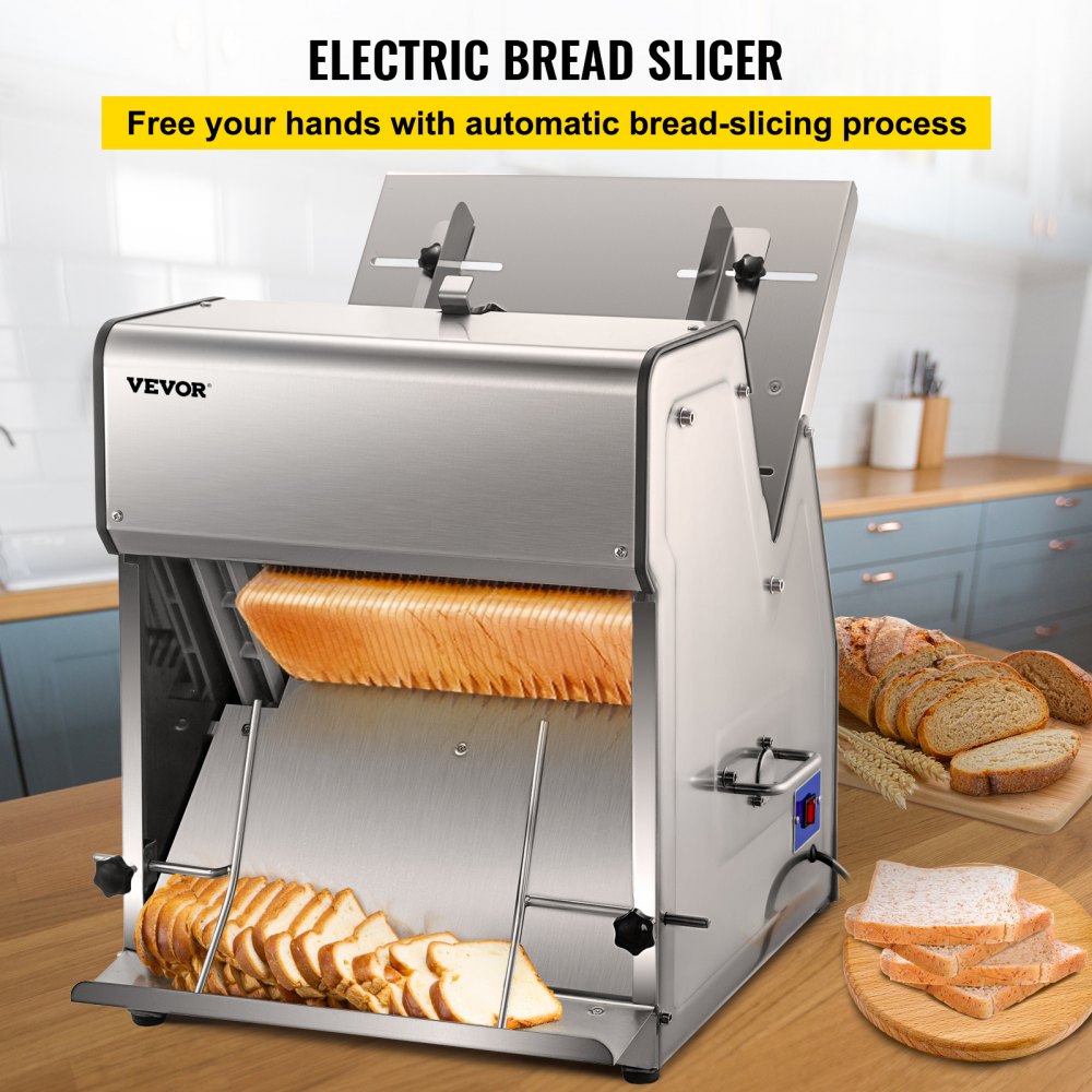 VEVOR Commercial Toast Bread Slicer, 12mm Thickness Electric Bread ...