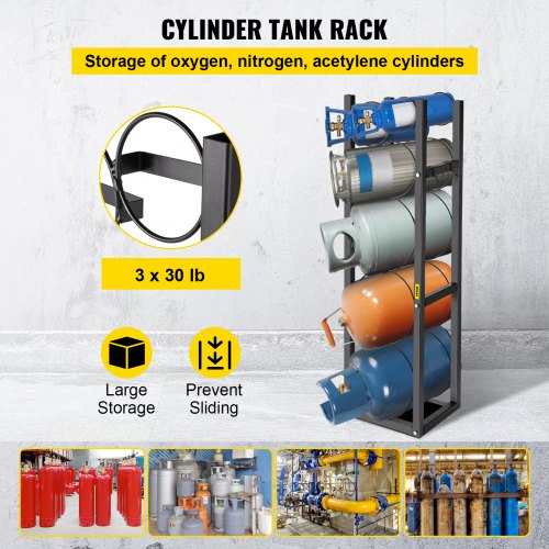 VEVOR Refrigerant Tank Rack Cylinder Tank Rack with 3-14kg and 3 Small ...