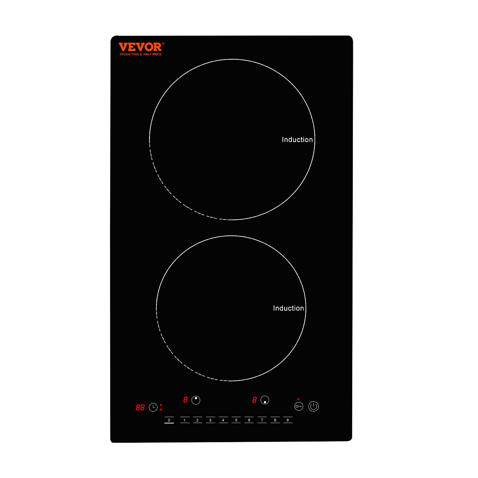 VEVOR Electric Cooktop, 2 Burners, 12'' Induction Stove Top, Built-in ...