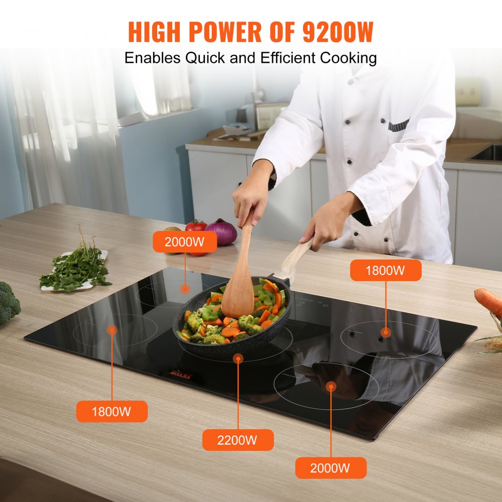 VEVOR Electric Cooktop, 5 Burners, 30'' Induction Stove Top, Built-in ...