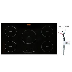 VEVORElectricCooktop,5Burners,36''InductionStoveTop,Built-inMagneticCooktop9200W,9HeatingLevelMultifunctionalBurner,LEDTouchScreenw/ChildLock&Over-TemperatureProtection