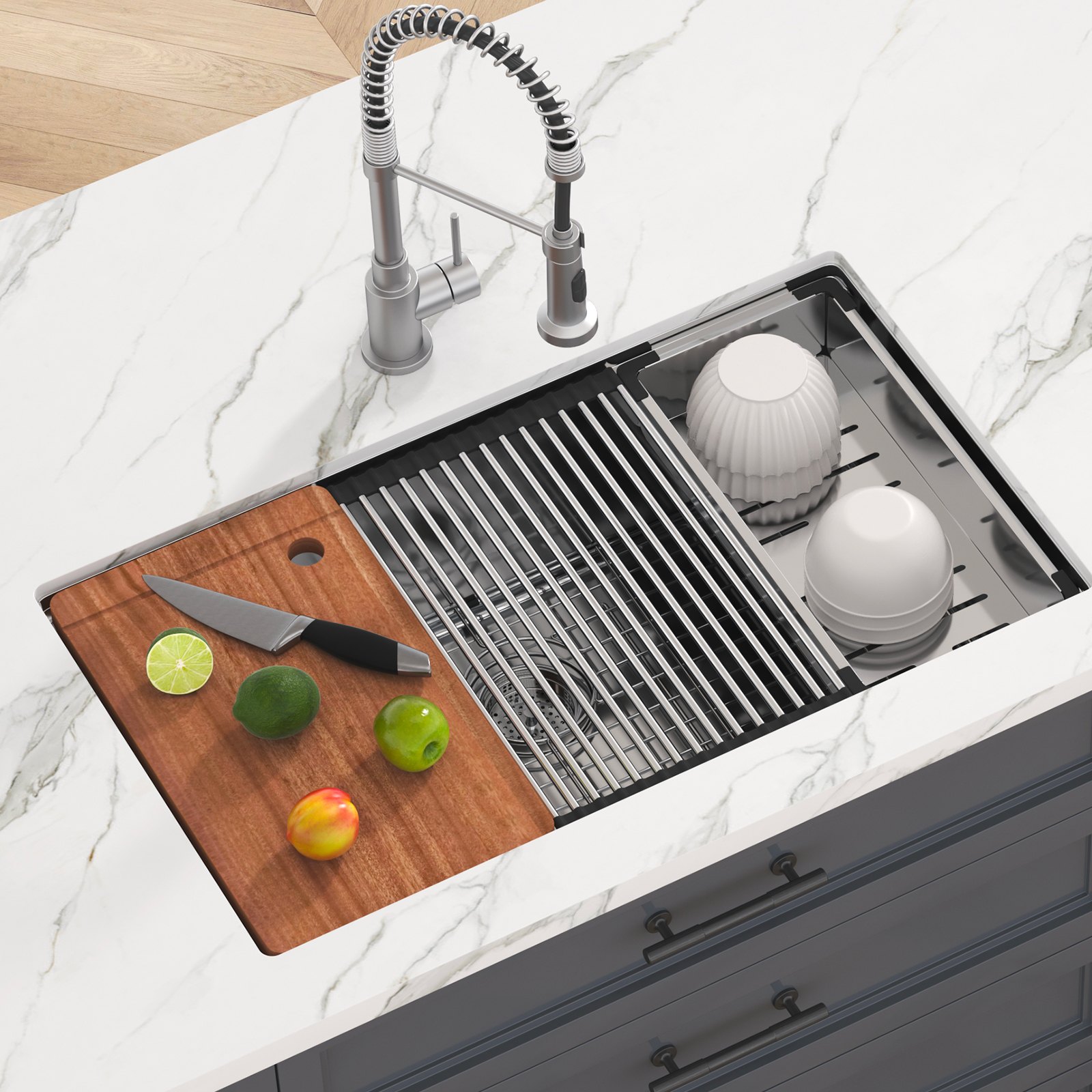 VEVOR Kitchen Sink, 304 Stainless Steel Drop-In Sinks, Undermount ...