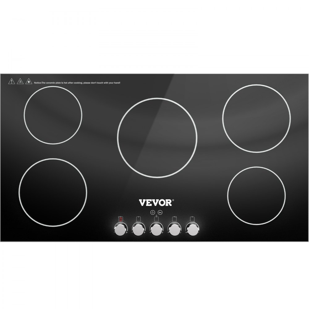 VEVOR Builtin Induction Cooktop, 35 inch 5 Burners, 220V Ceramic Glass
