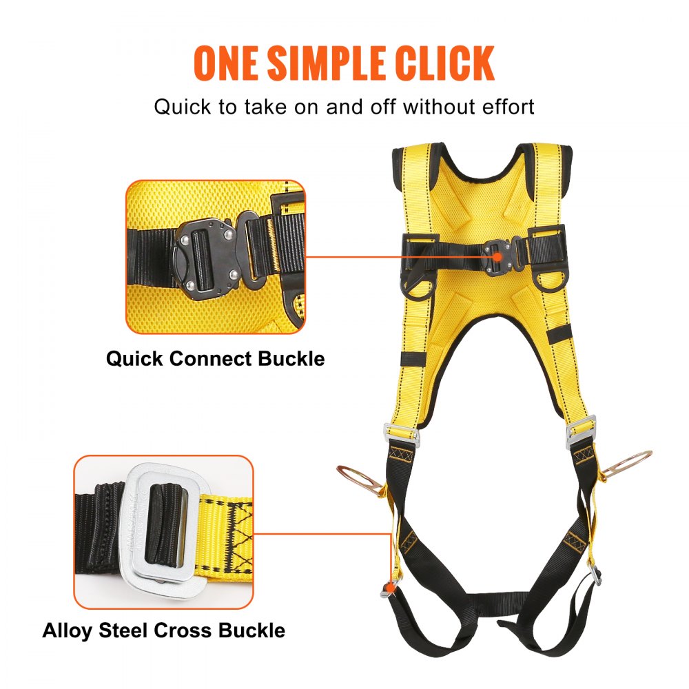 VEVOR Safety Harness, Full Body Harness, Safety Harness Fall Protection ...