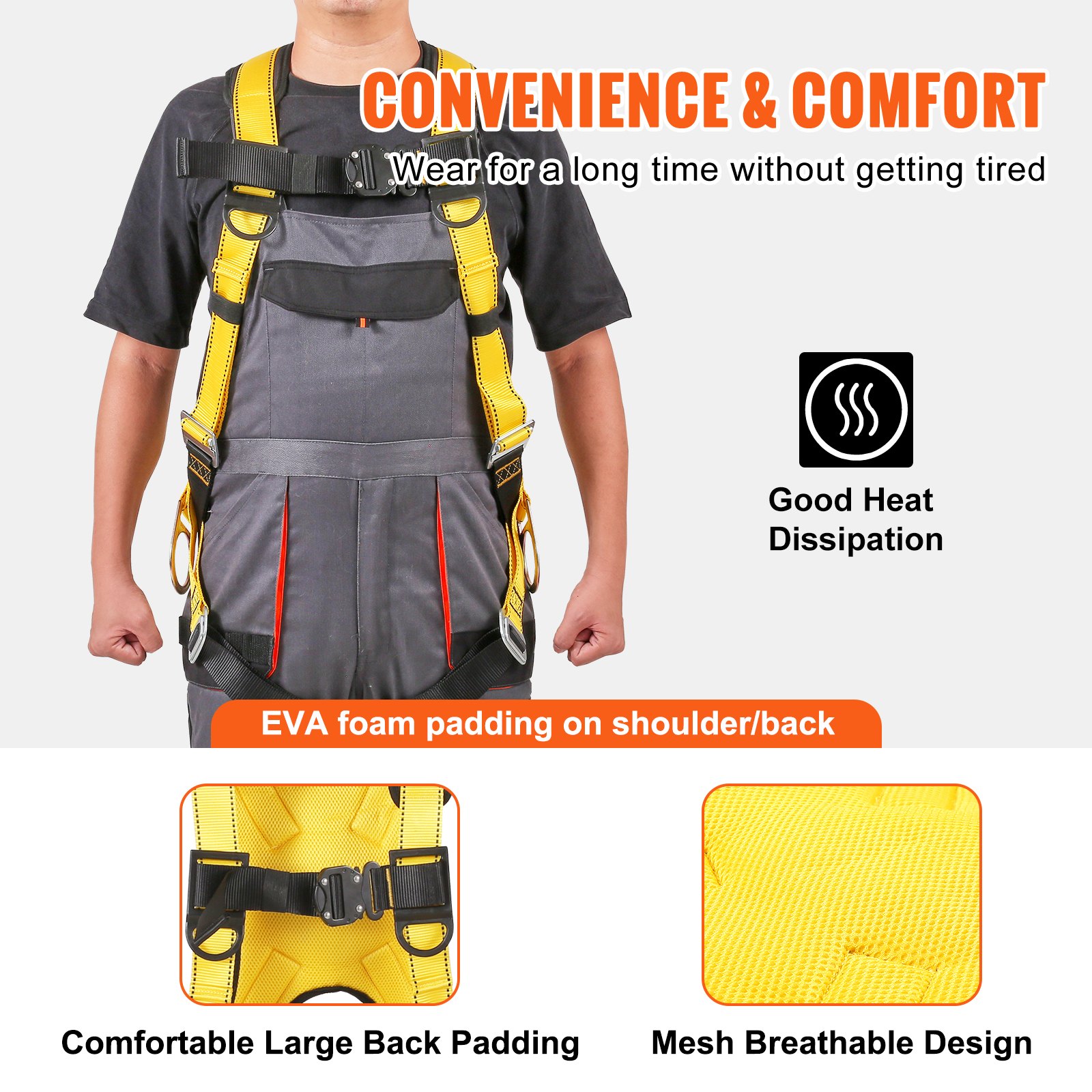 VEVOR Safety Harness, Full Body Harness, Safety Harness Fall Protection ...