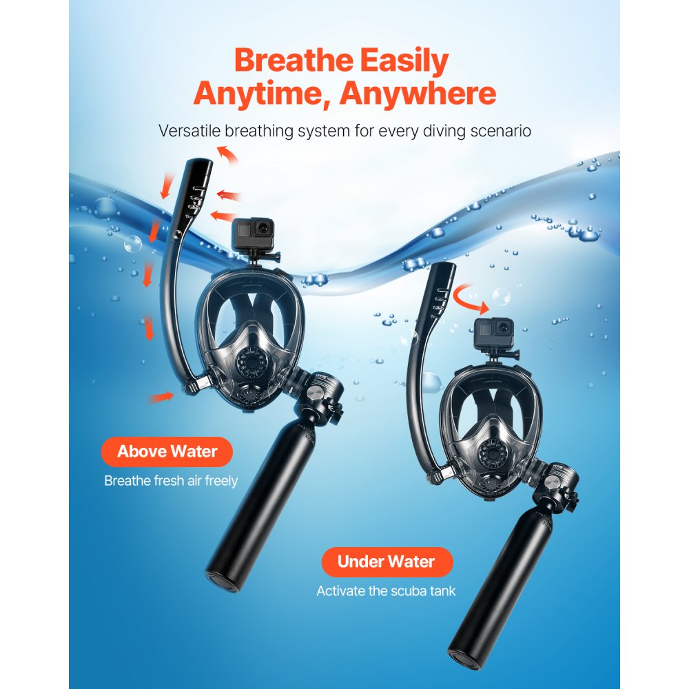 VEVOR Scuba Tank, 0.5L Portable Scuba Diving Tank, Diving Oxygen ...