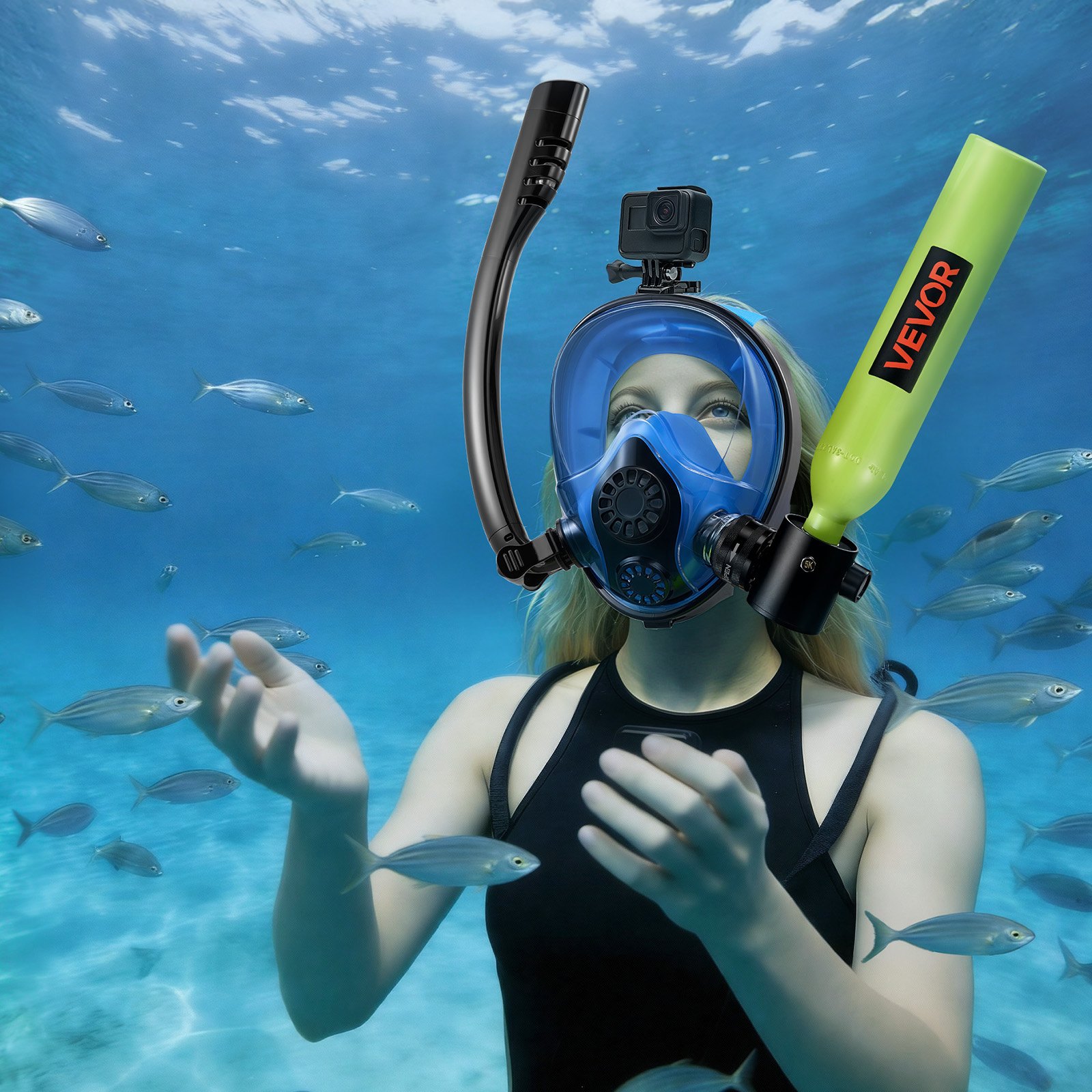 VEVOR Mini Scuba Tank with Sub-Mask, 0.5L Portable Diving Tank for ...