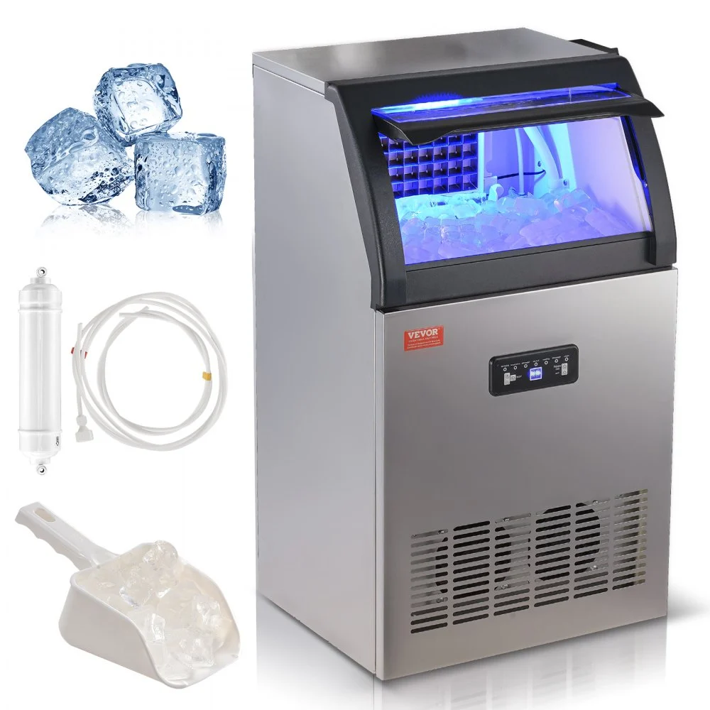 Ice Format VEVOR Commercial Ice Maker, 120lbs/24H, Ice Maker Machine, 50 Ice Cubes ...