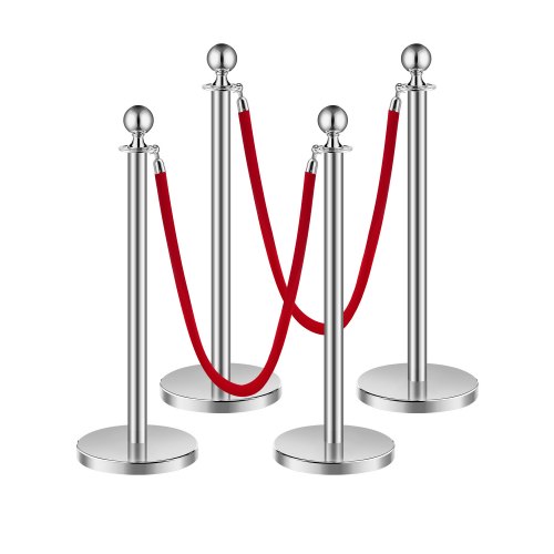 VEVOR Stanchion Post — 4Pcs Velvet Rope Crowd Control Set
