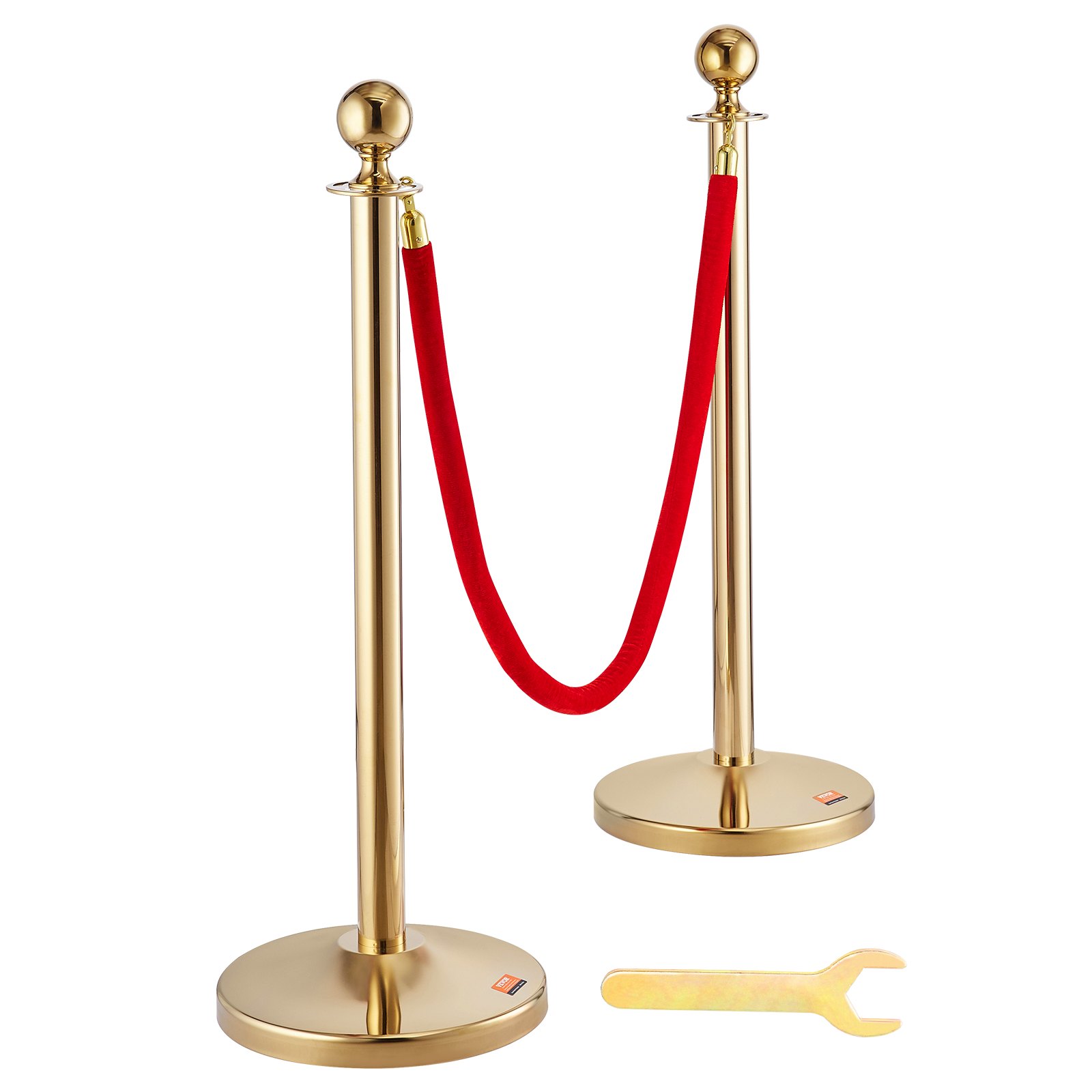 VEVOR Stanchion Post with Velvet Rope, 4-Pack Crowd Control Stanchion ...