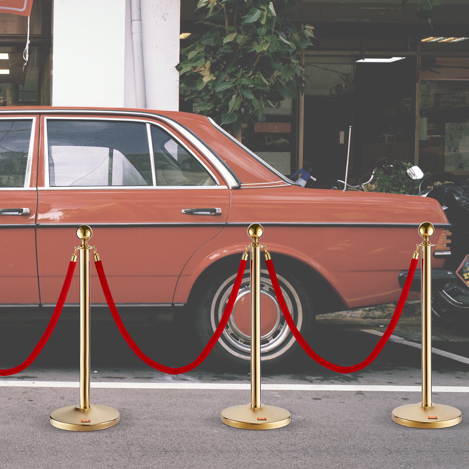 VEVOR Crowd Control Stanchion Posts 4-Pack & 3PCS 5FT Velvet Ropes ...