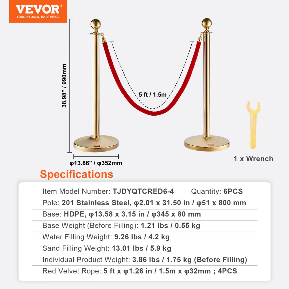 6 Pack Stainless Steel Stanchions With 4 Black Velvet Ropes - Crowd