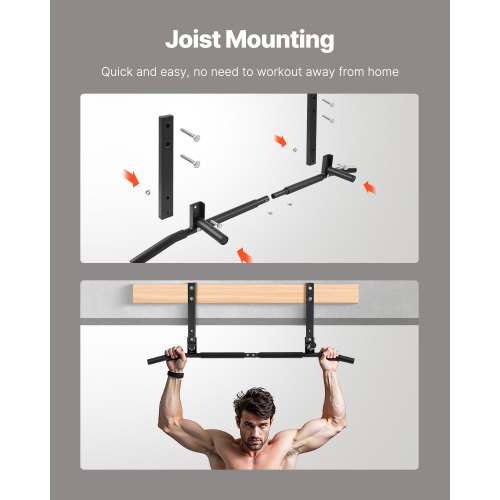 Joist Mount Pull Up Bar Ceiling Mounted Chin Up Bar Heavy Duty Home Gym ...