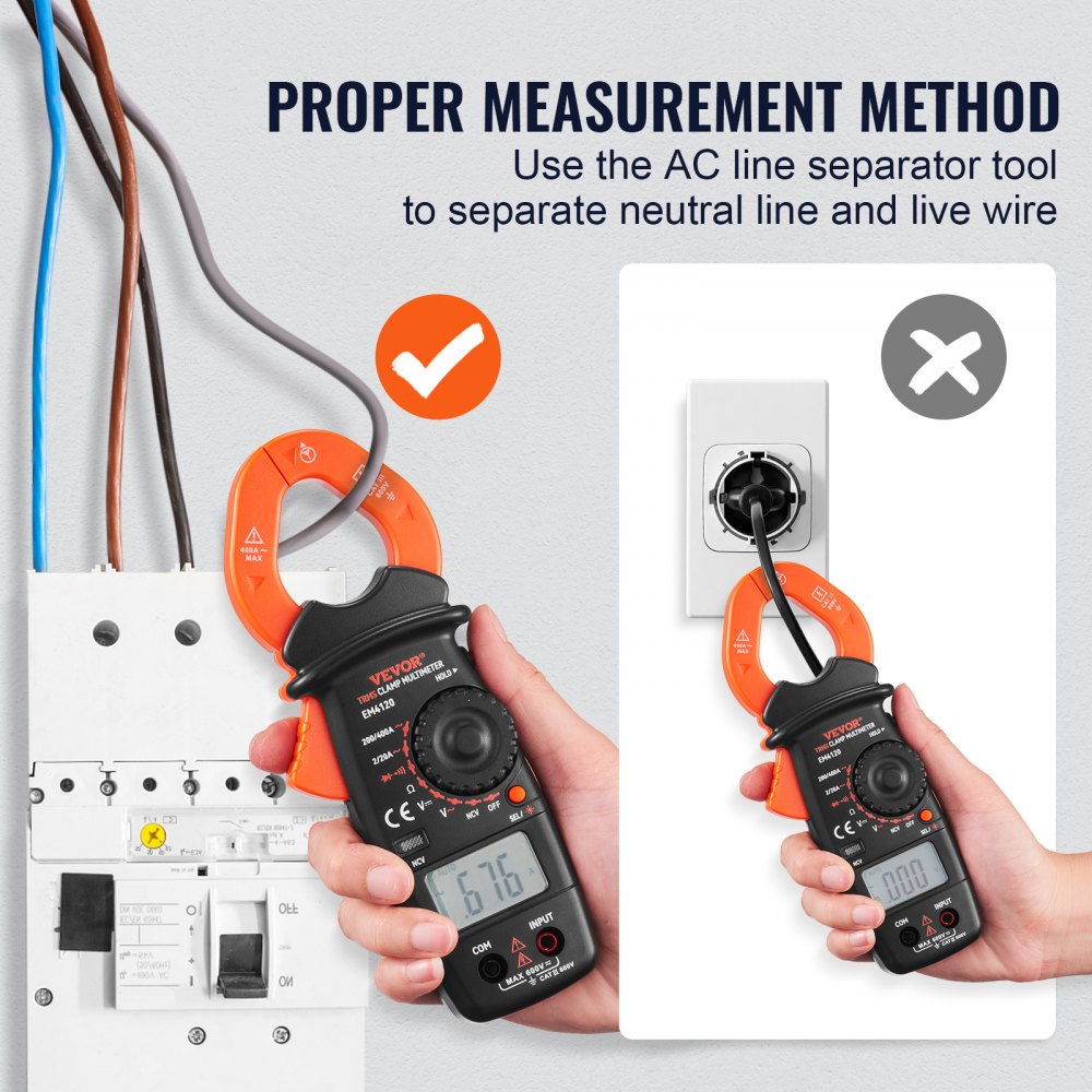 VEVOR Digital Clamp Meter Multimeter True RMS AC DC Volt Amp NCV ...