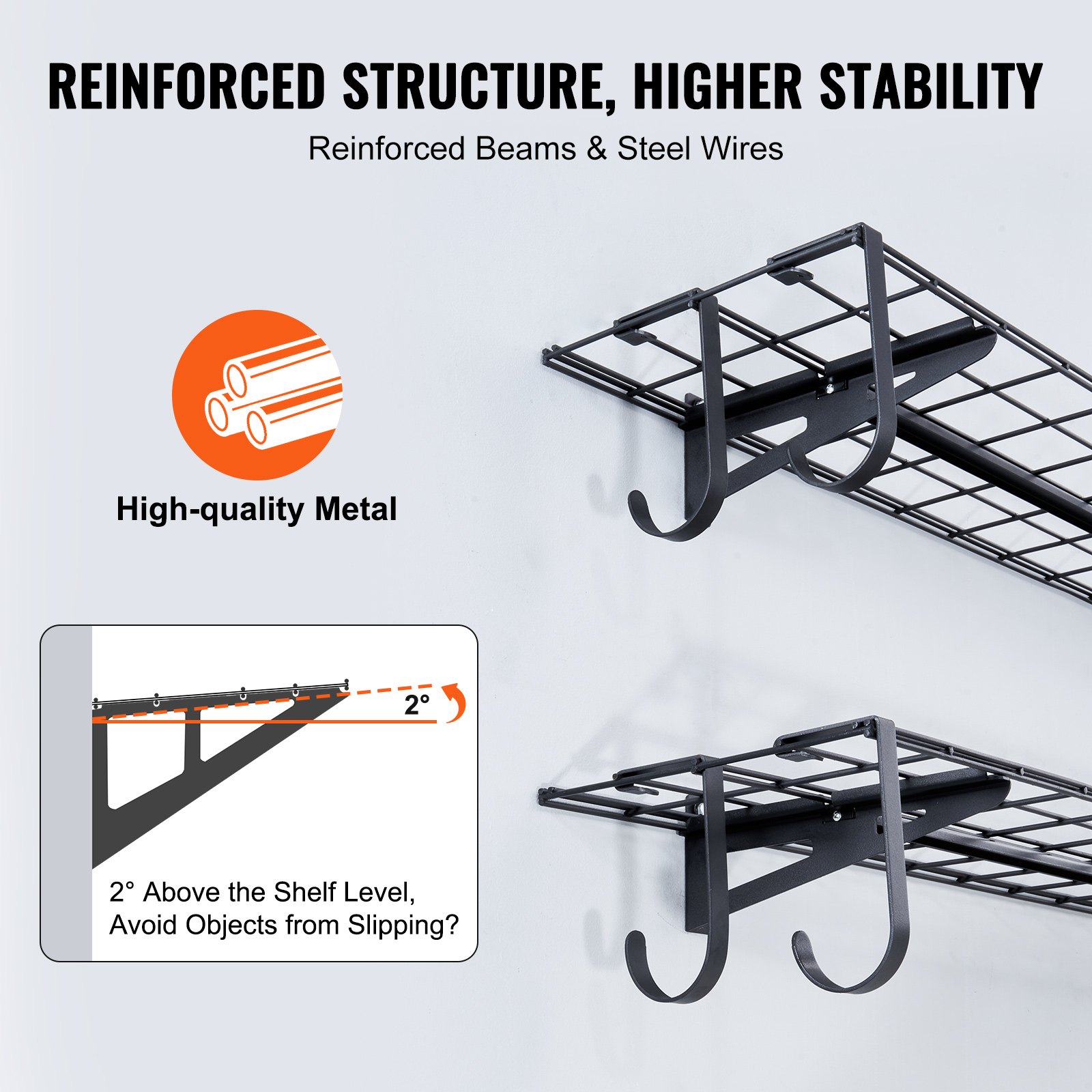 Aecxm 1pack×2 Tier 1.3x4ft Garage Shelving Wall Mounted
