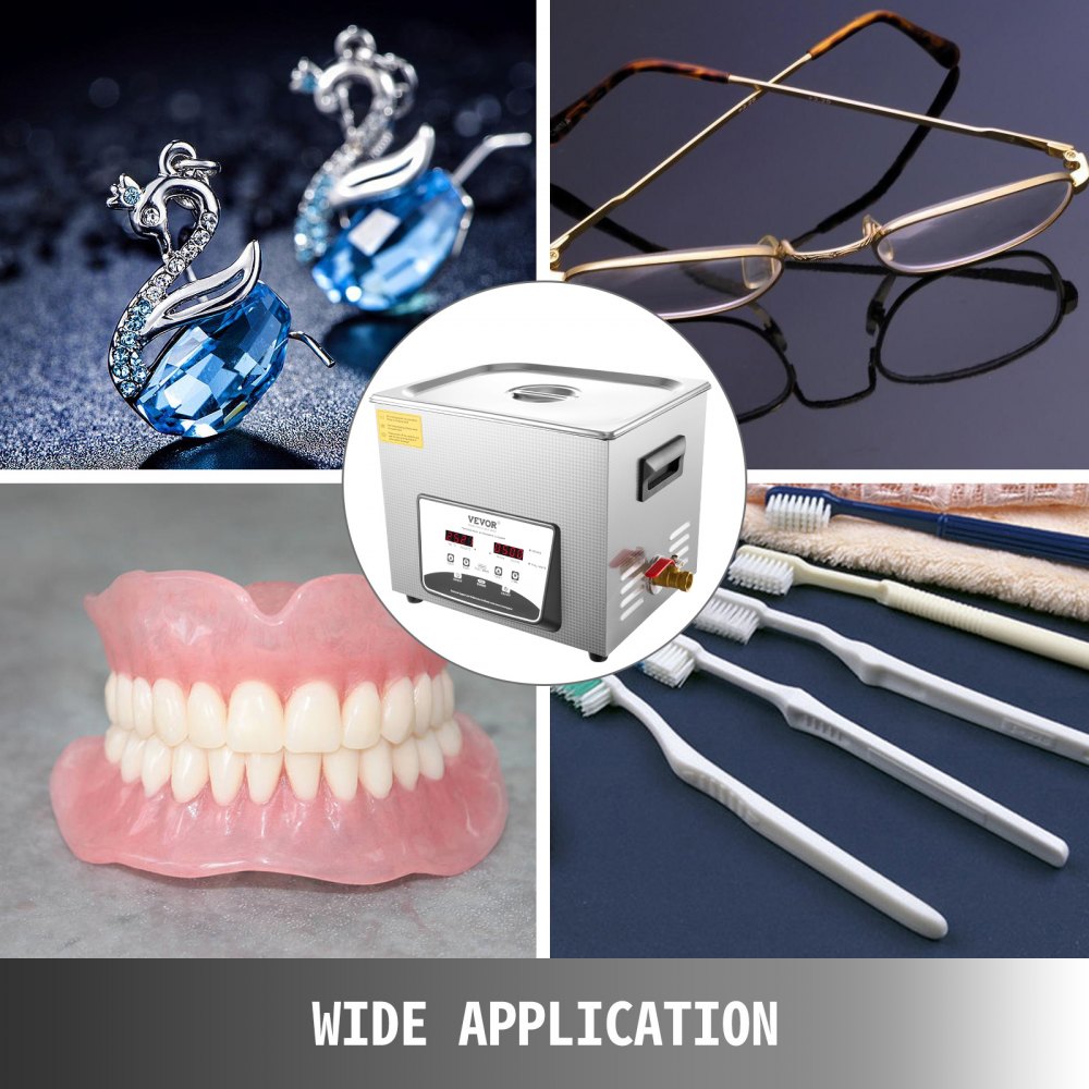 ultrazvukový čistič 10L čištění šperků ultrazvukový stroj digitální ultrazvukový čistič dílů ohřívač časovač sada na čištění šperků průmyslový sonický čistič na šperky hodinky prsteny zubní sklo - miniatura 7