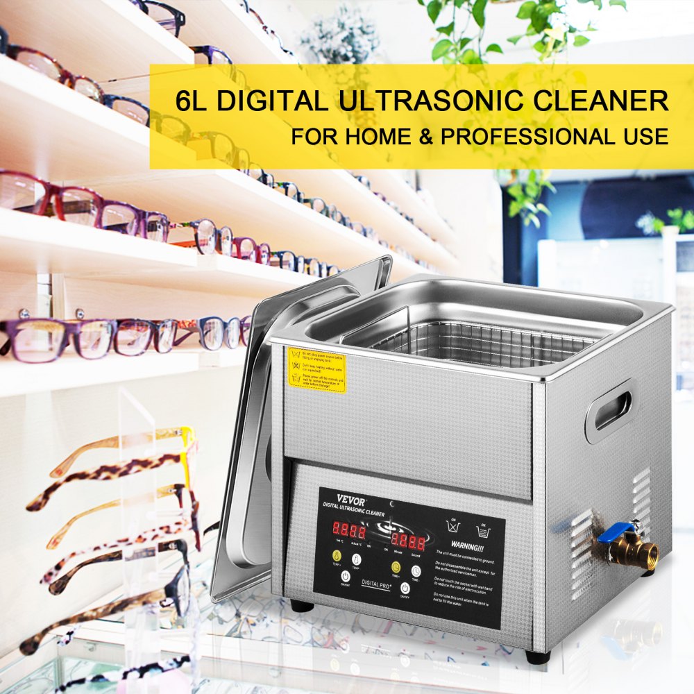 VEVOR Digital Ultrasonic Cleaner 6L Ultrasonic Cleaning Machine 50kHz 110V Sonic Cleaner Machine