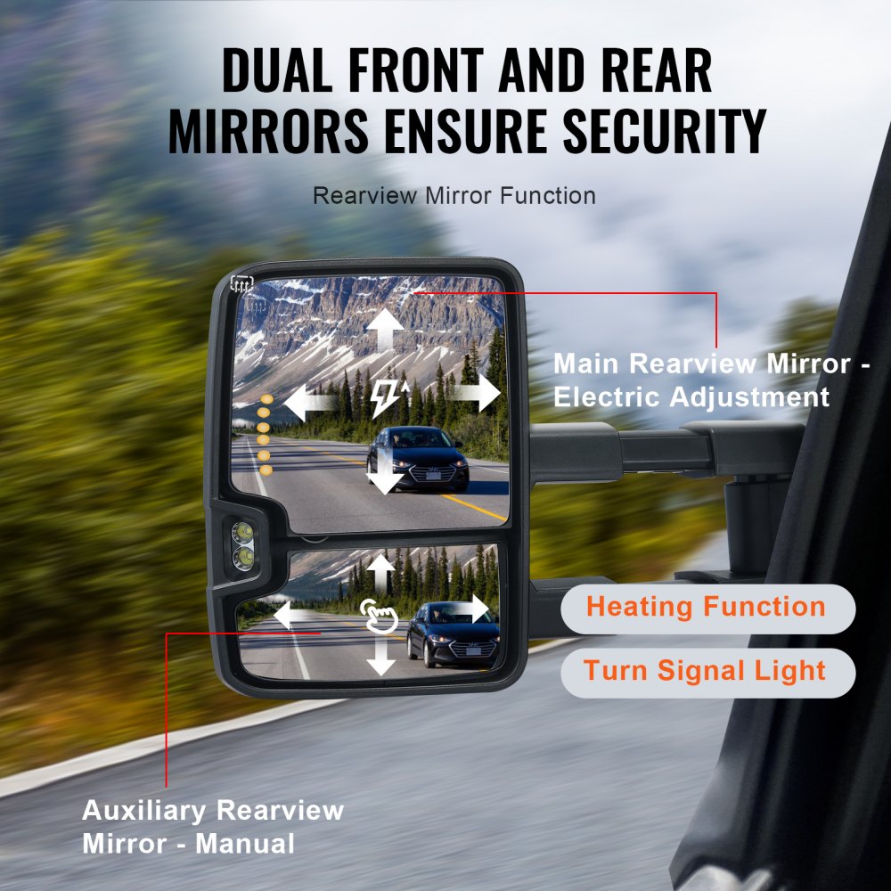 Kool Vue Pair Power Heated Side Mirrors W/ Signal Light For Jeep Compass 2017-2021 – Set Of 2, Paintable