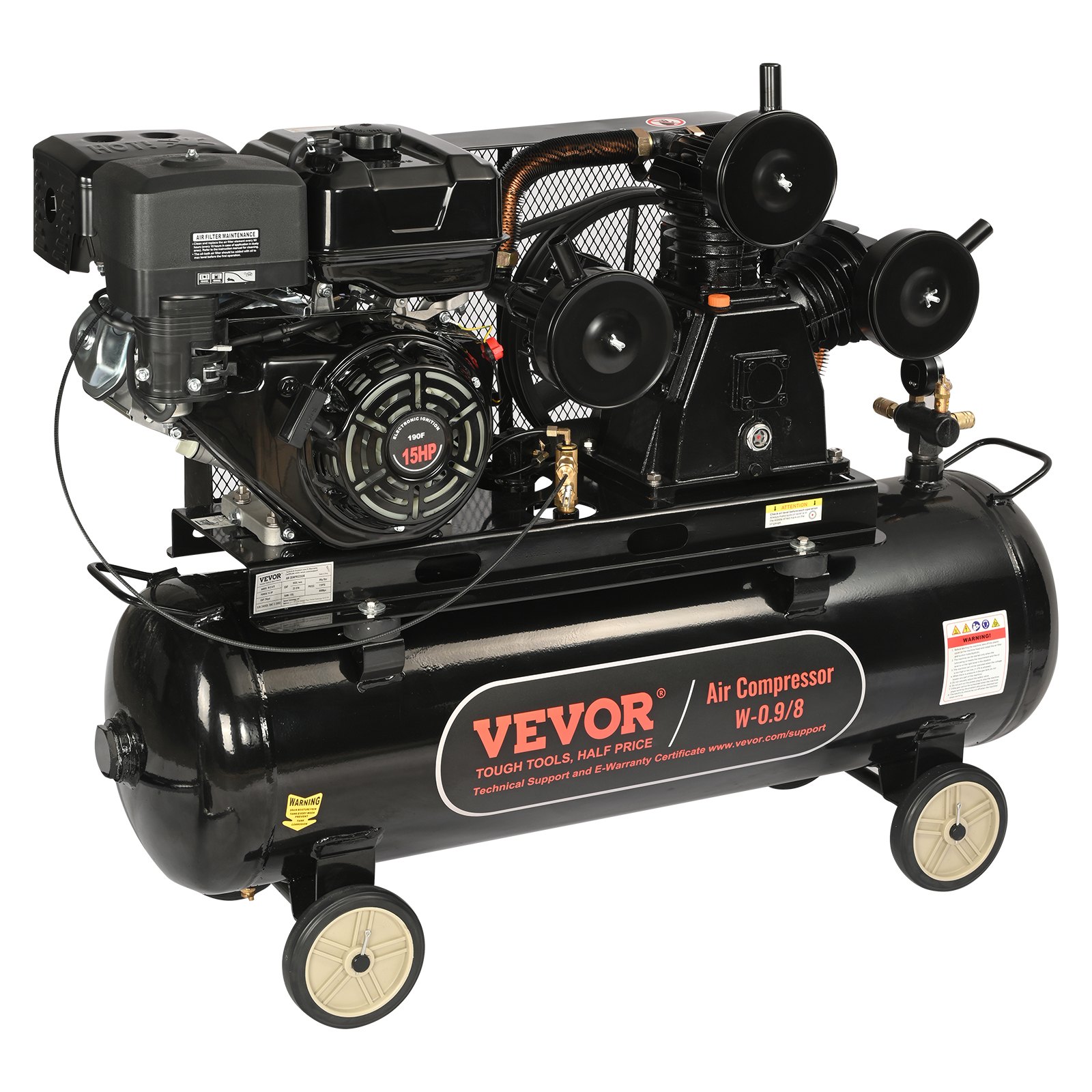 VEVOR 30 Gallon Gas Powered Air Compressor, 15HP 33CFM@115PSI Air ...